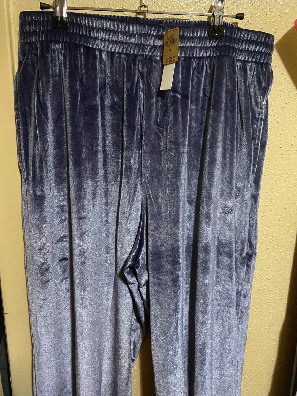 PINK Victoria's Secret Wide Leg Velvet Jogger Pants in Slate Blue